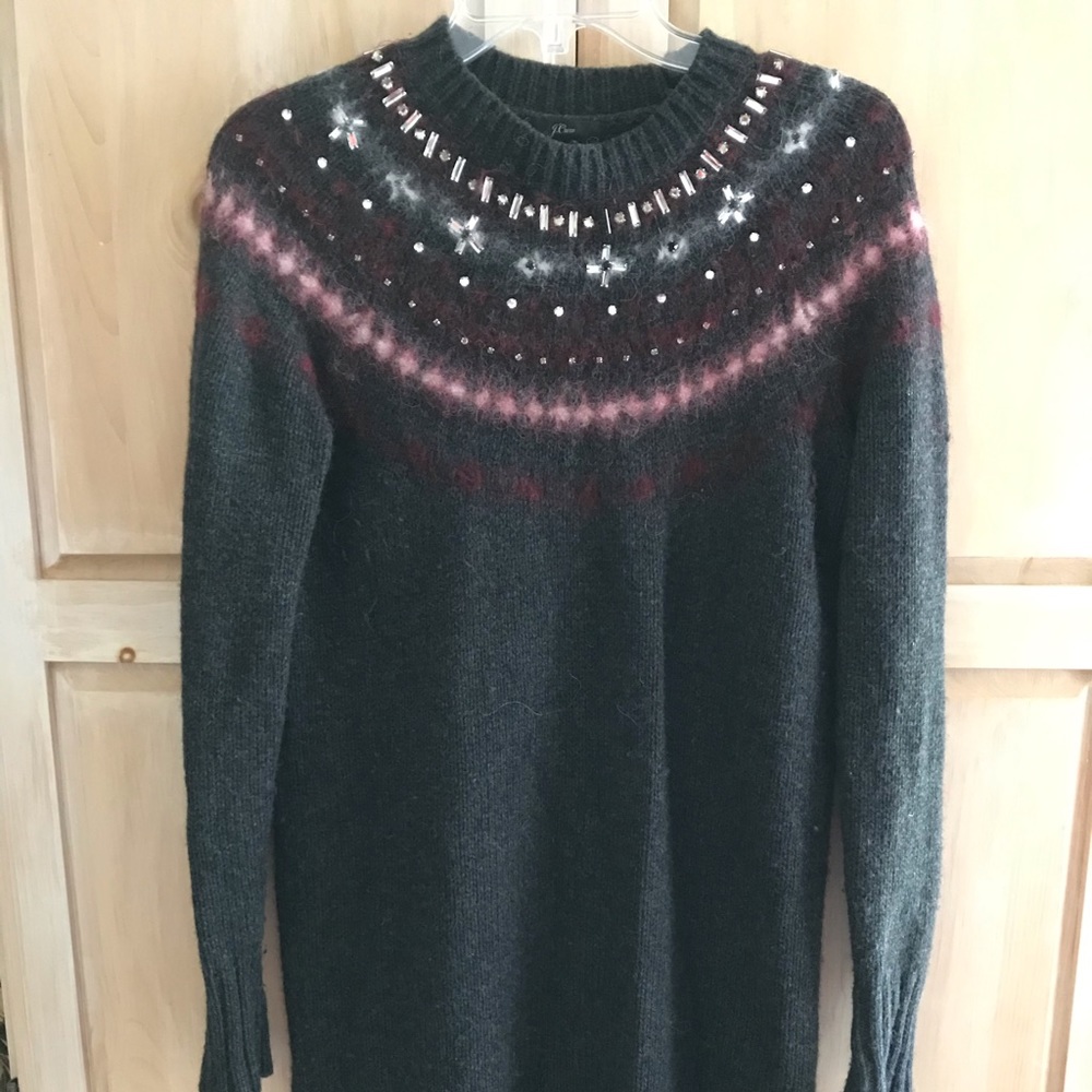 J Crew Jeweled Fair Isle crewneck sweater dress - Picture 3 of 7